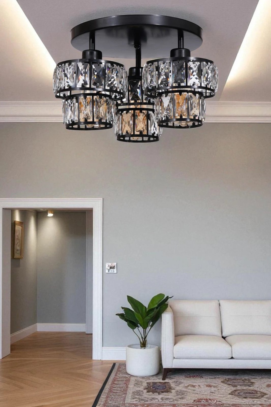 Llambadar Opviq, 9015-3, ngjyrë e zezë, metal dhe xham