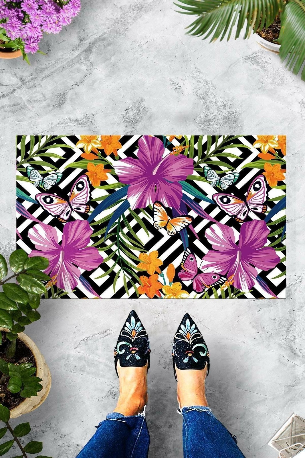 Shilte hyrëse PVC, dizajn Flower Garden, shumëngjyrëshe, 40x60cm