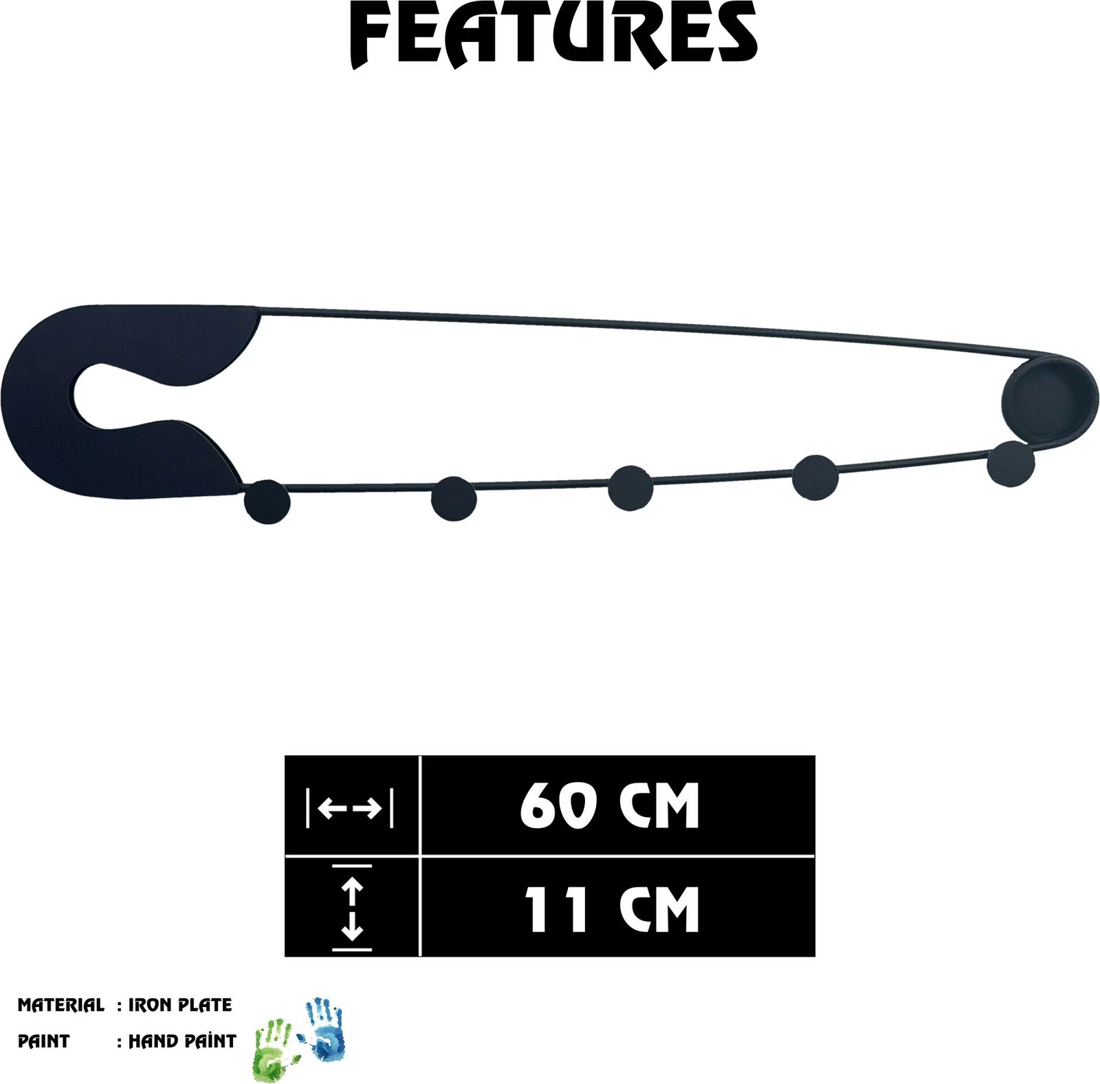 Varëse muri prej metali, Wallity, Devran, shumëngjyrëshe, 60x11cm