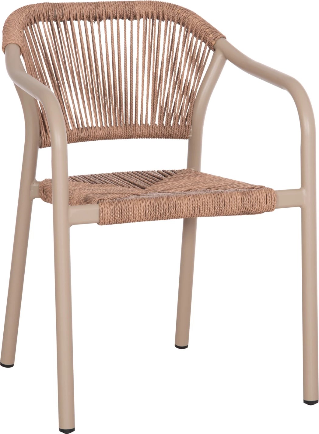 Karrige për ngrënie alumini LUCCI FH6266.02, kornizë mocha & P.E. rattan natyral, 58x56x79 cm