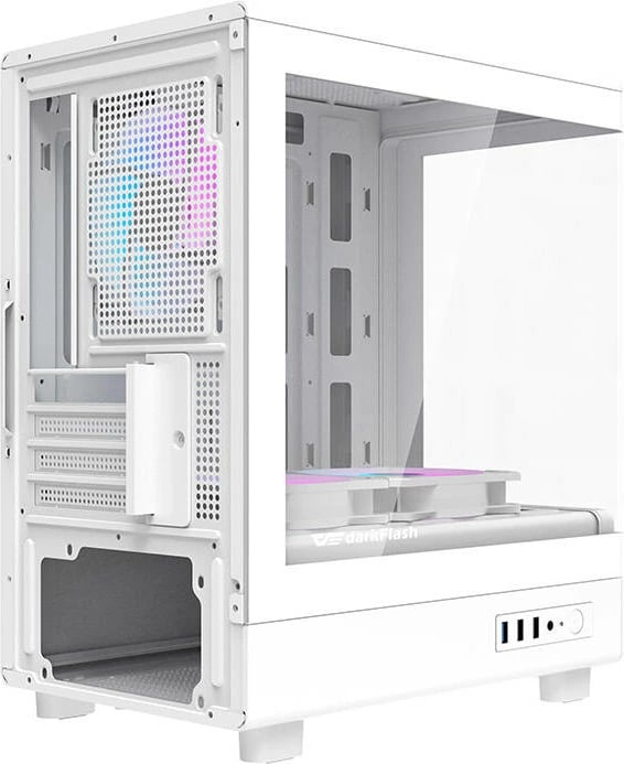 Kasë Darkflash DB330M, Mini Tower, me 3 ventilatorë ARGB, e bardhë