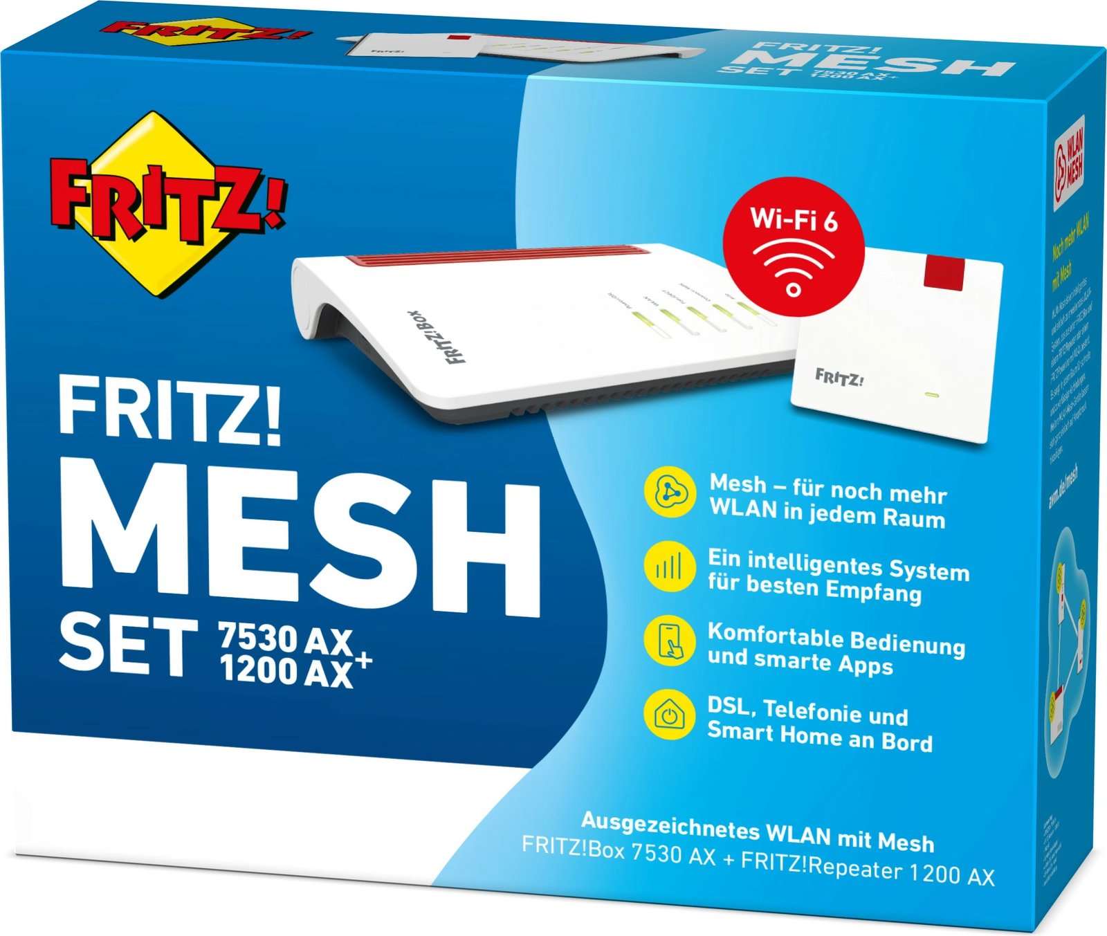 Router AVM FRITZ!Mesh Set 7530 AX + 1200 AX, Wi-Fi Mesh, i bardhë