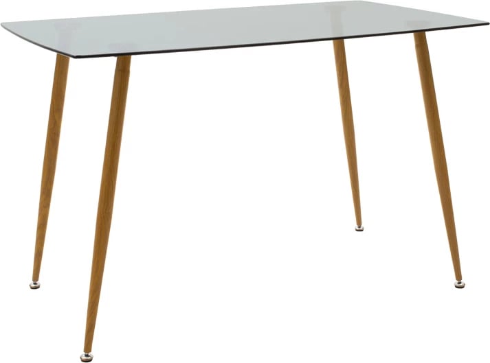 Set tavoline me karrige Chloe-Gaston, xham antracit 8mm, këmbë natyrale, 120x70x75cm, 5 copë