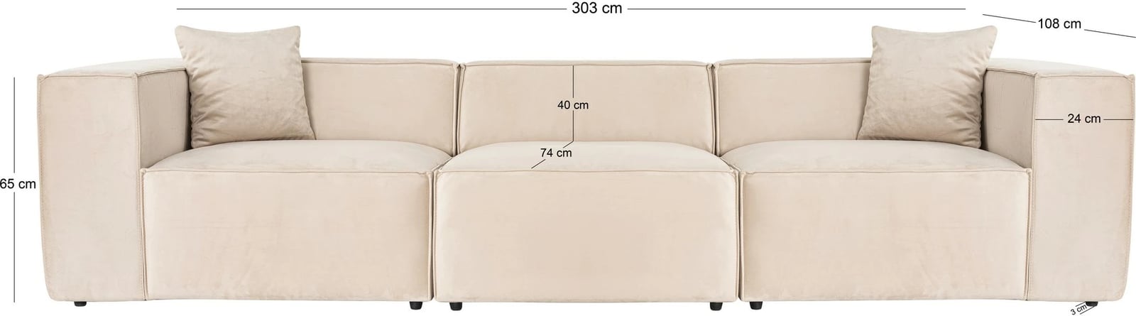 Divan treshe Lora, krem, Atelier del Sofa