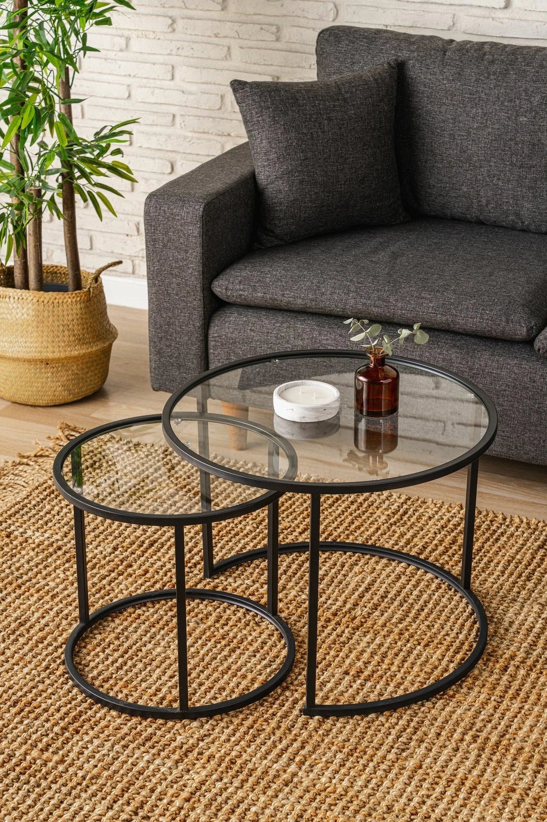 Set tavolinash kafeje Hanah Home, Belarus 60, e zezë, transparente