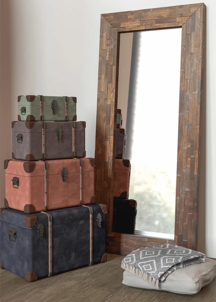 Pasqyrë Woody, ngjyrë kafe, dru paulownia, 80x6x180 cm