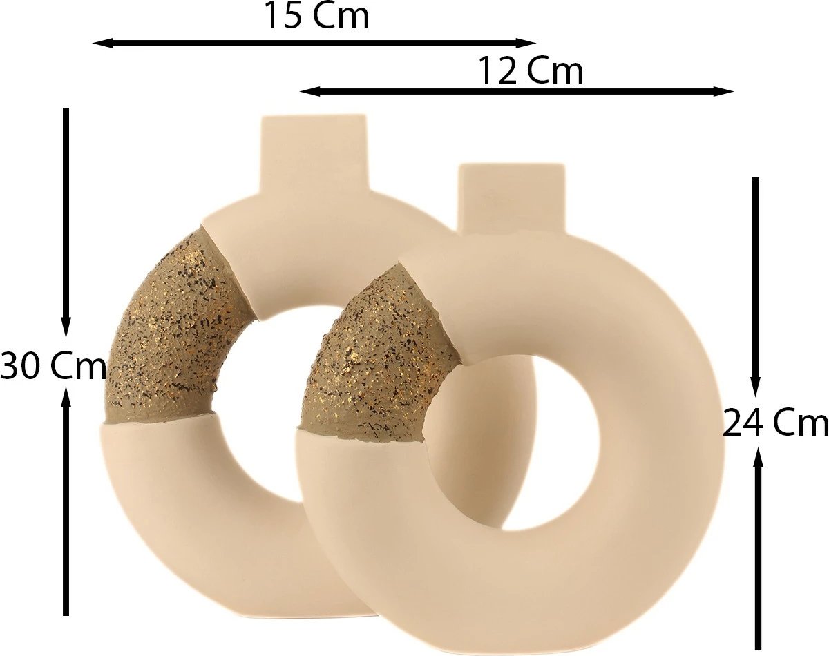 Set dekorativ me dy vazo, ngjyrë ecru, Evila Originals, BK010