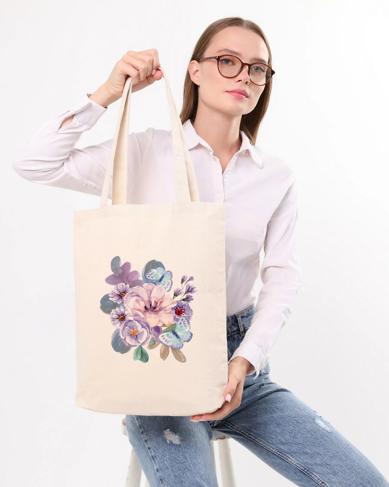 Qese tote Zoozie Bags, krem, 35x40x8cm