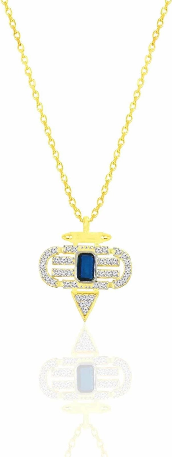 Qafore argjendi me gur safiri, ngjyrë blu e errët, Jumeon, SGTL12677