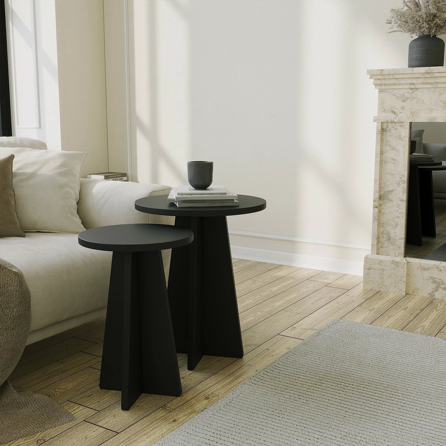 Set tavolinash kafeje Hanah Home, Mushroom 2, e zezë Set tavolinash kafeje Hanah Home, Mushroom 2, e zezë