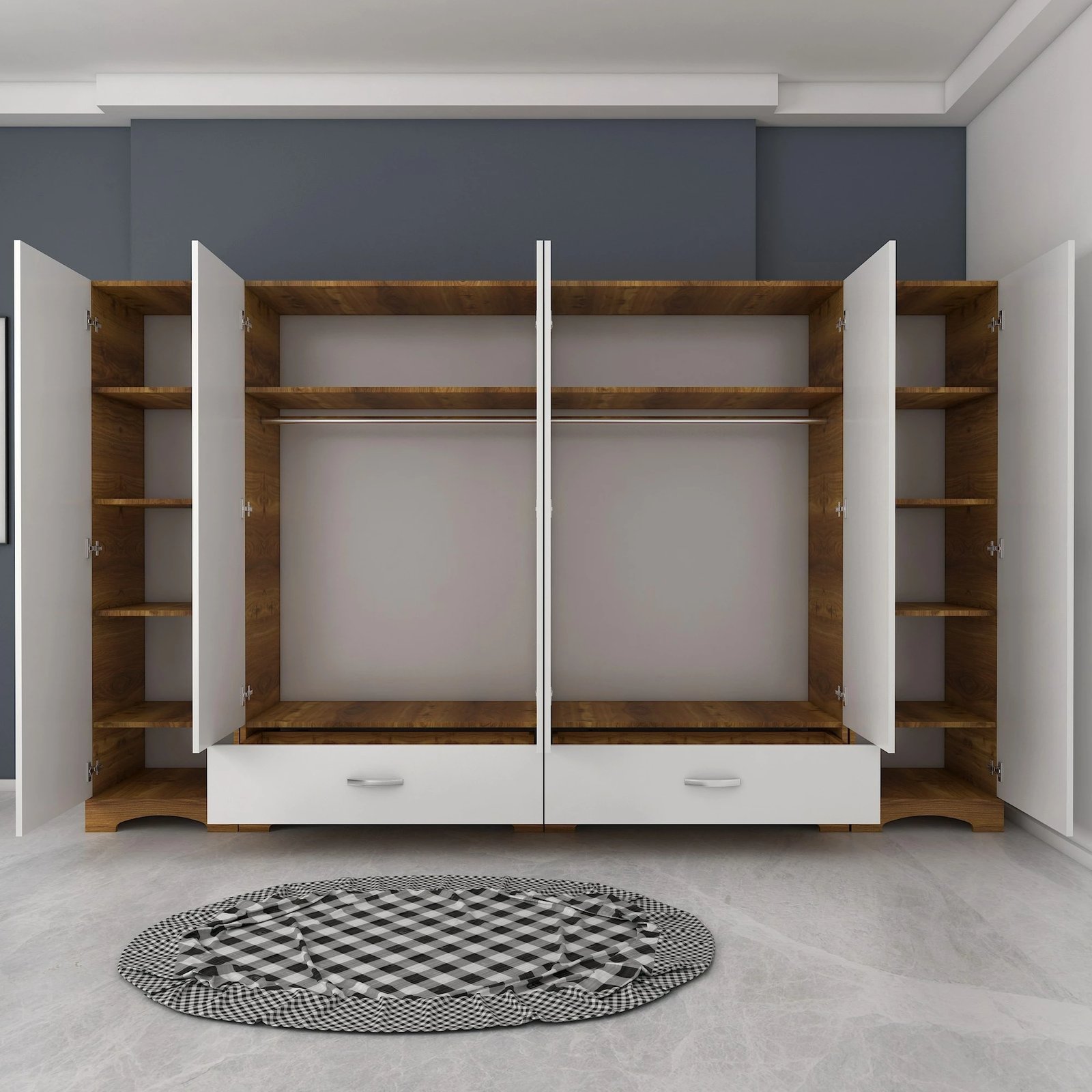 Dollap Hanah Home, F4 - 524, ngjyrë e bardhë dhe arre, 243x181x47.6cm