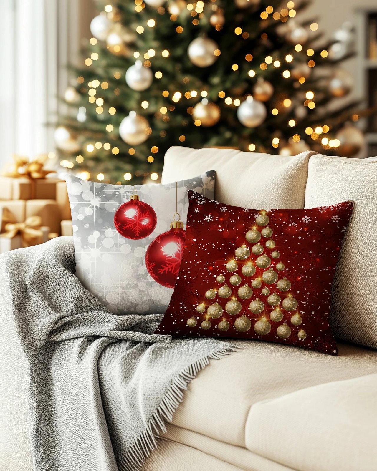 Set mbulesash jastëku për Krishtlindje, 2 copë, shumëngjyrëshe, Evila Originals, PLW-NWYR26 - 4