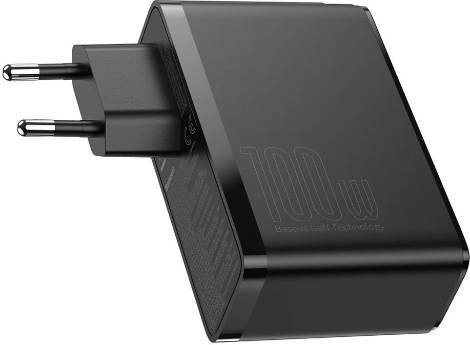 Karikues i shpejtë Baseus GaN2 Pro, 100W, 2x USB-C, 2x USB-A, i zi