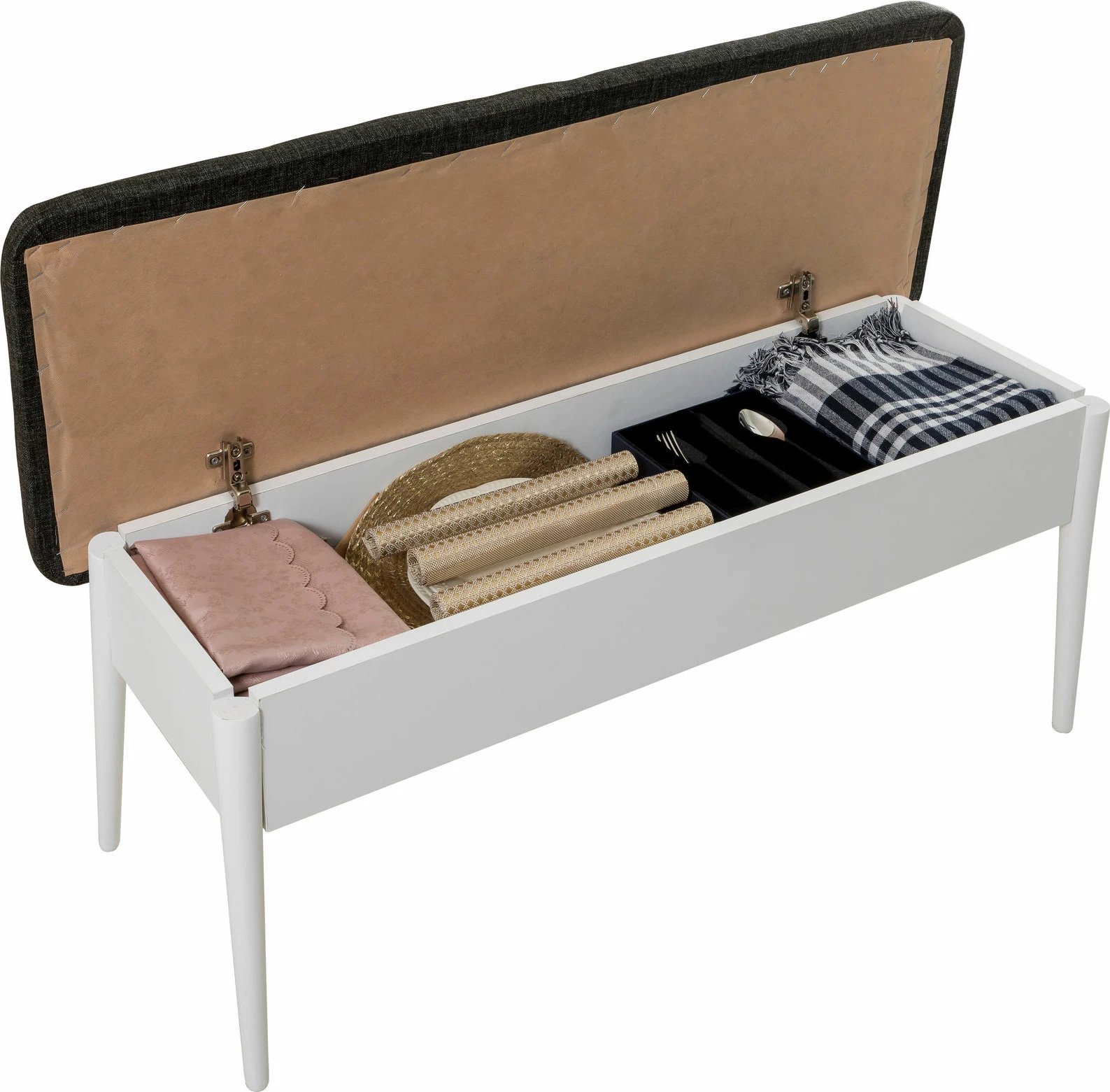 Set tavoline me karrige (4 copë), Hanah Home Vina 1053, e zgjatshme, anthracite dhe e bardhë