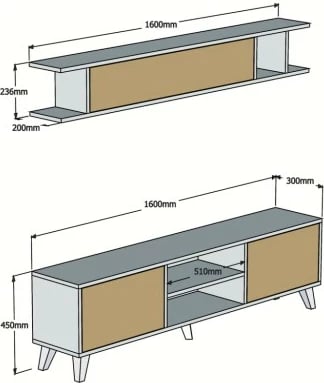 Komodë TV Hanah Home, Italo, e bardhë dhe pishë