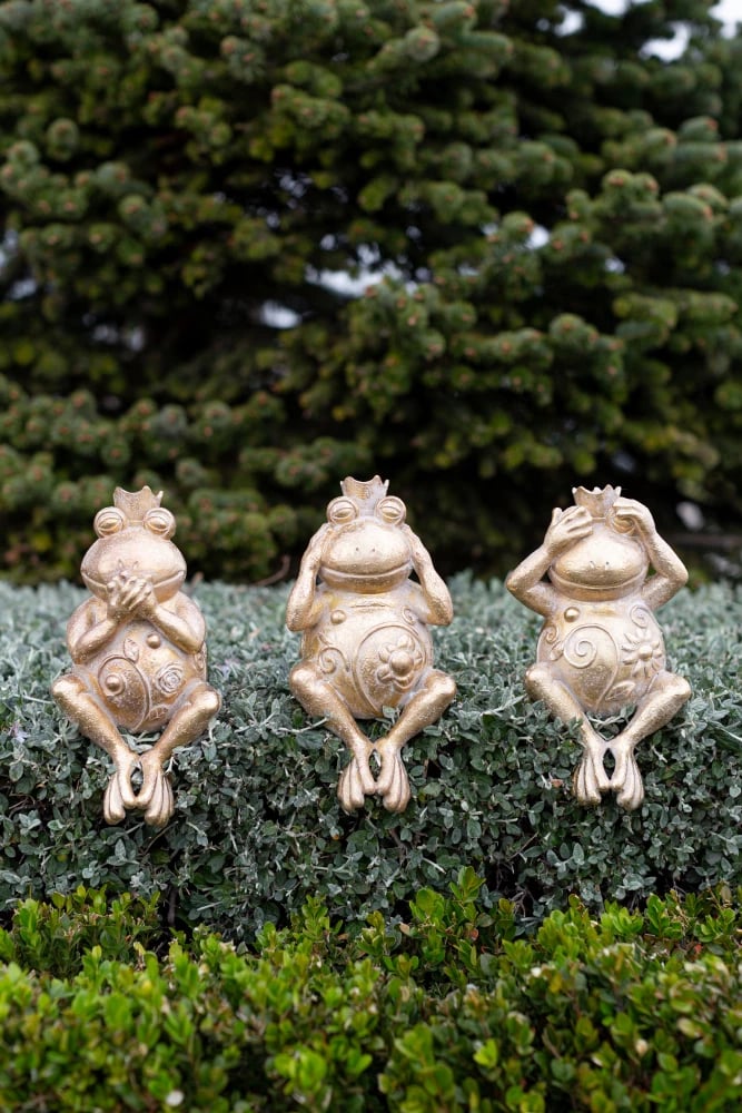 Figurinë bretkose dekorative, ngjyrë ari, 11x10x23cm