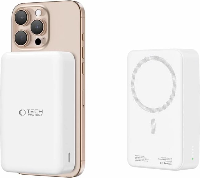 Powerbank Tech-Protect PB12 LifeMag 20000mAh, MagSafe, Bardhë