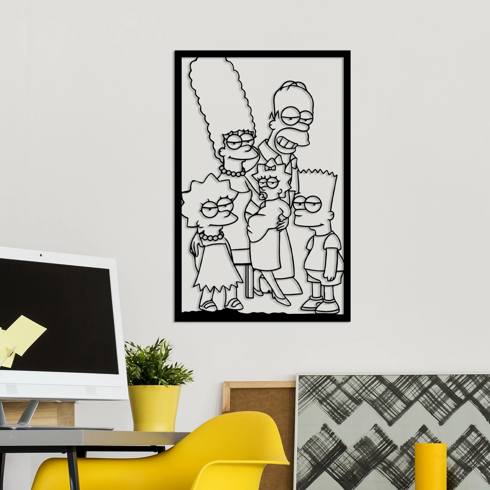 Aksesor dekorativ metalik për mur, Wallity, Sımpson 6, ngjyrë e zezë, 40x62cm