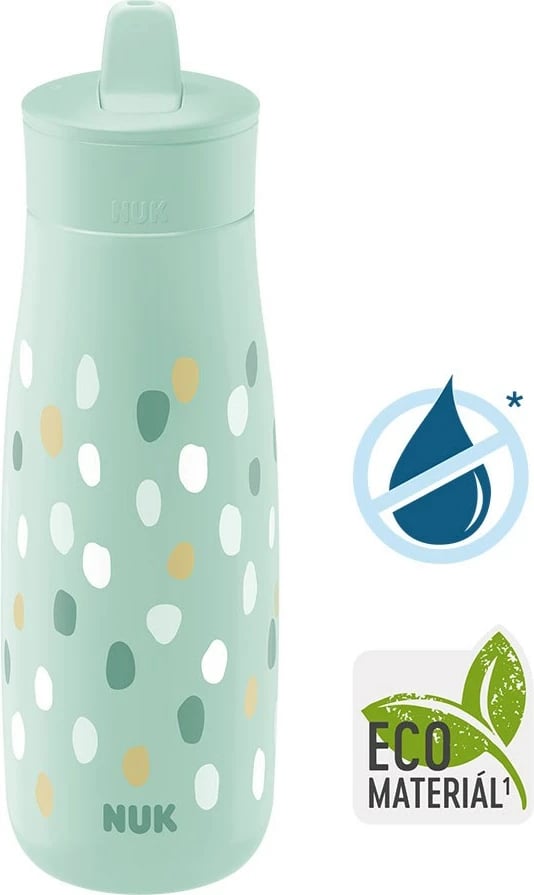 shishe për fëmijë, NUK, Mini-Me Flip, grykë 2-në-1 me kashtë, 450 ml, e gjelbër