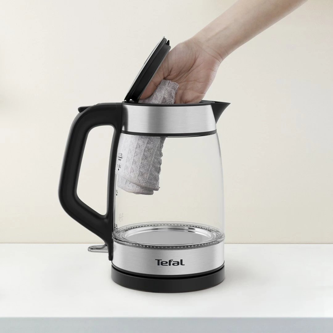 Ibrik elektrik Tefal KI605830, 1.7L, 2200W, xham, argjendtë/zi