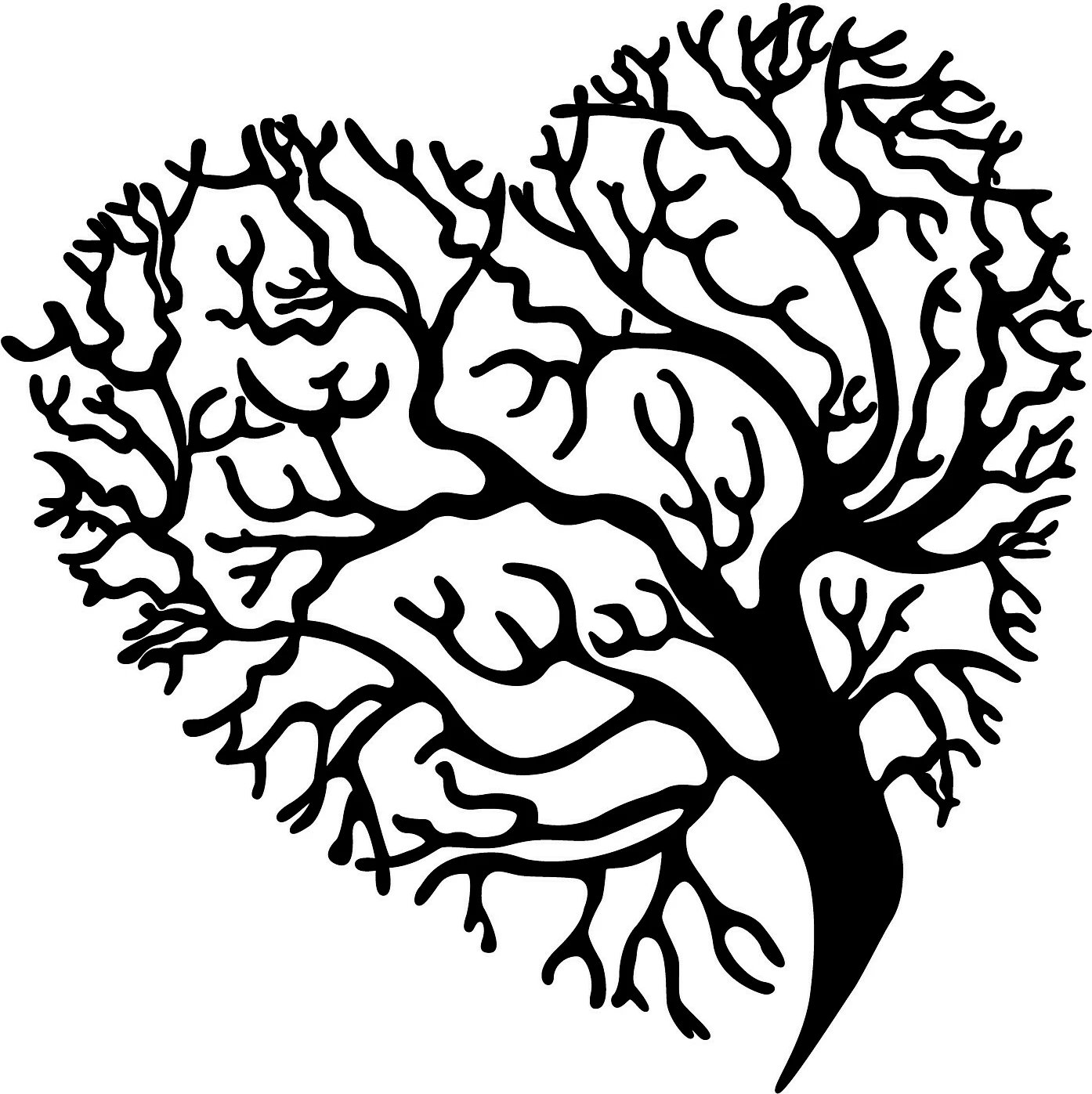 Aksesor dekorativ metalik për mur, Wallity, Kalp Agaç, ngjyrë e zezë, 70x70cm