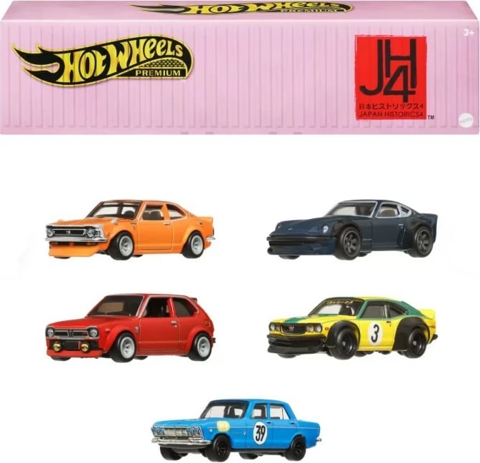 Set vetura të vogla Hot Wheels Premium Car Culture Japan Historics 4, 1:64, 5 copë, shumëngjyrëshe
