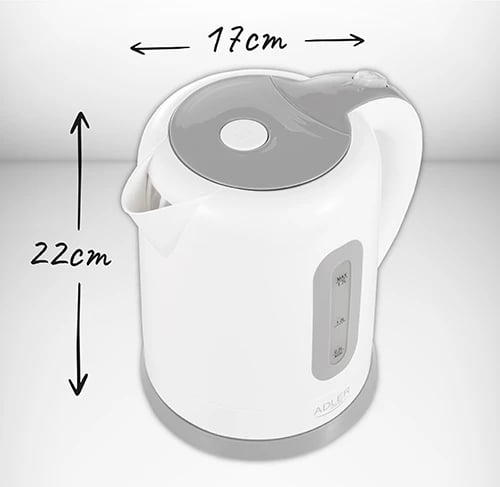 Çajnik elektrik, Adler, AD 1234, 1.7 L, plastikë, i bardhë