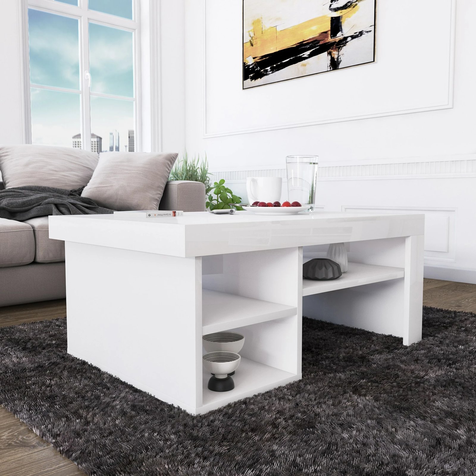 Tavolinë kafeje Skye Decor, Reeta, e bardhë