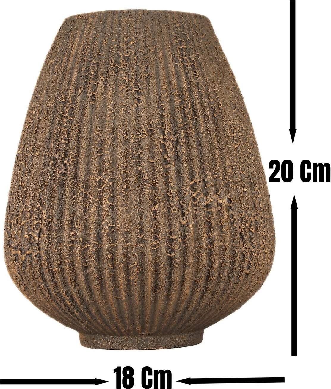 Vazo dekorative prej qeramike, ngjyrë kafe, Evila Originals BK019, 18x20cm