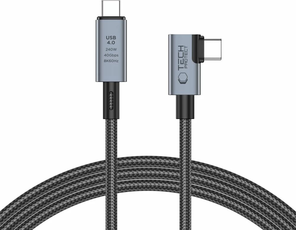 Kabllo USB-C Tech-Protect UltraBoost Max L, USB 4.0, 1.5m, 240W, Gri