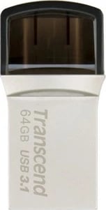 USB memorje Transcend JetFlash 890, 64GB, USB Type-A/Type-C, USB 3.2, zi/argjendtë