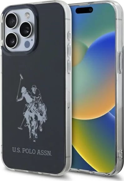 Mbështjellës U.S. Polo Assn. USHCP15XTPUHRBK për iPhone 15 Pro Max 6.7", Shiny Big Logo, zi