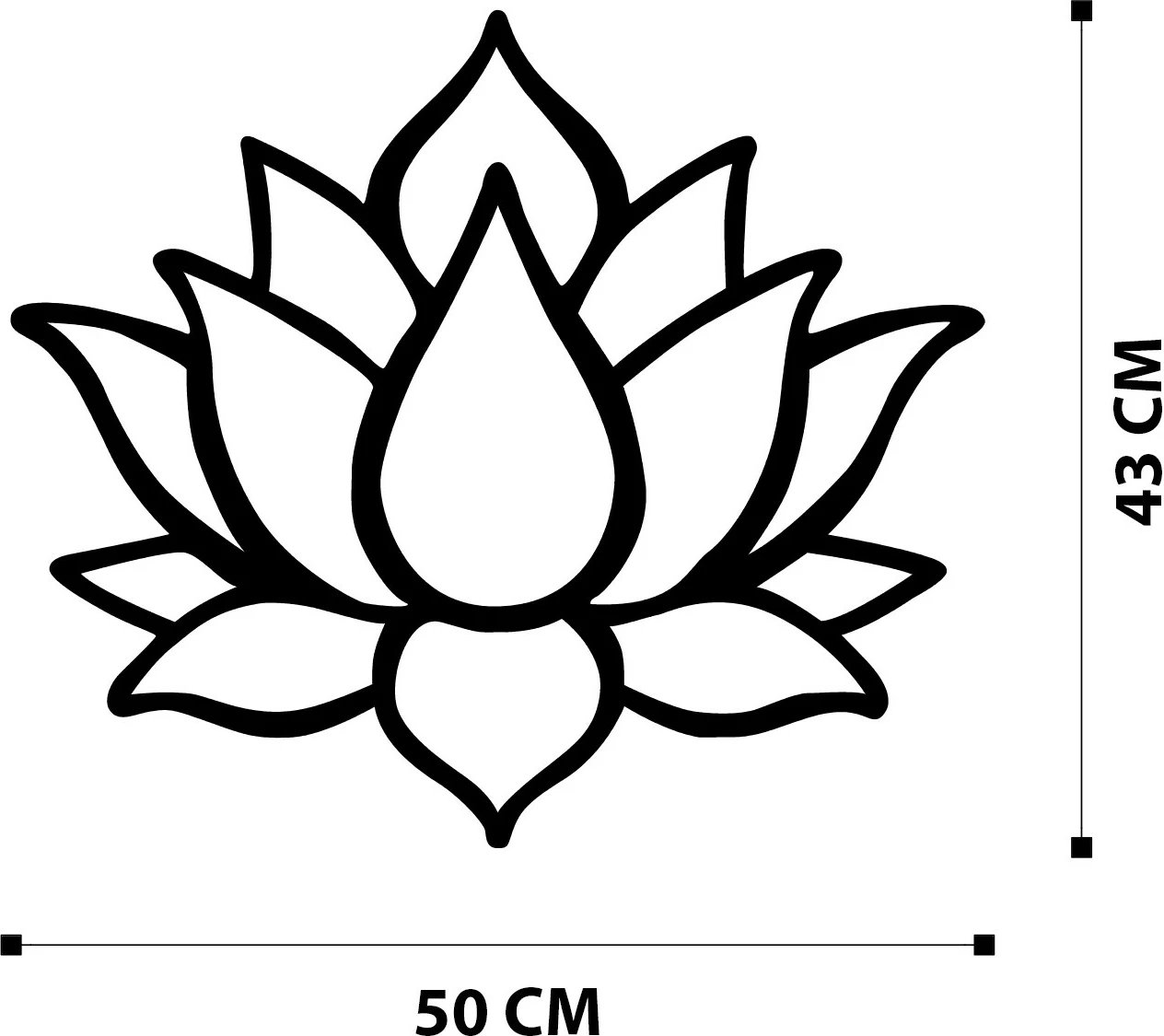 Aksesor dekorativ muri prej metali, lule lotus, Wallity, 50x43cm