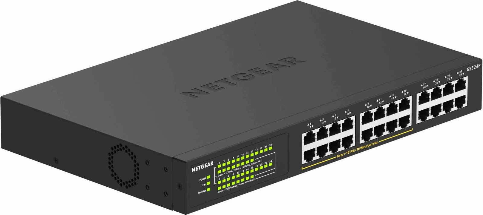 Switch NETGEAR GS324P, Gigabit Ethernet, PoE, 24 porte, 1U