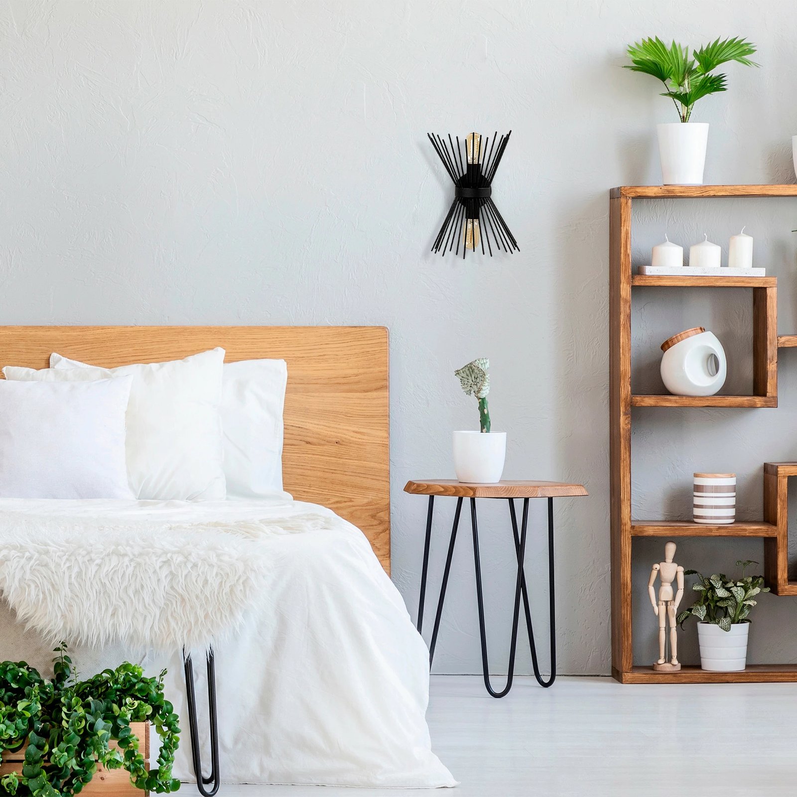 Llambë muri Opviq, Kirpi - 3091, e zezë, dizajn modern industrial Llambë muri Opviq, Kirpi - 3091, e zezë, dizajn modern industrial