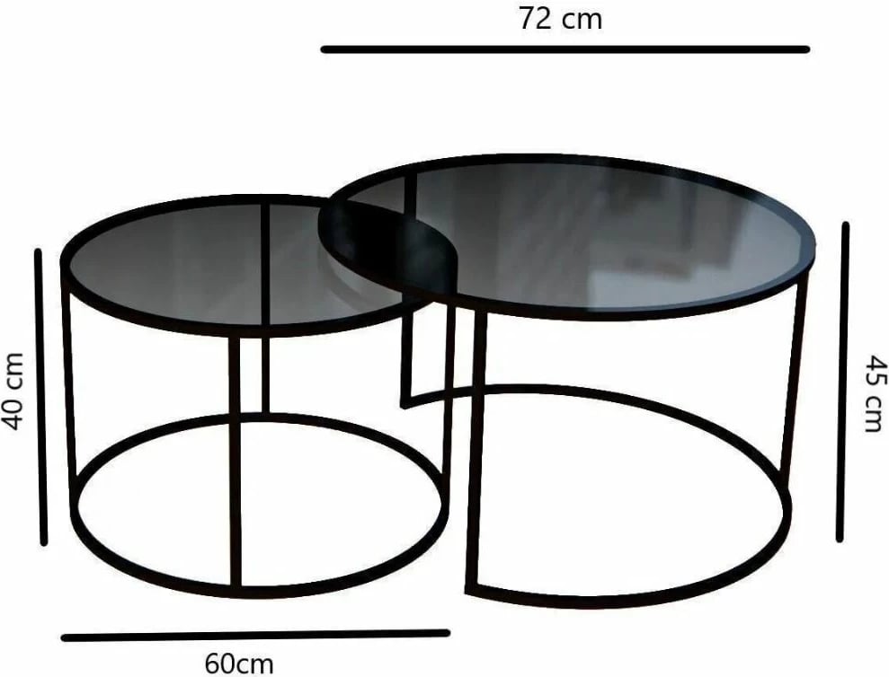 Tavolinë kafeje Skye Decor, Kyoto, xham transparent, fund ngjyrë pishë antike