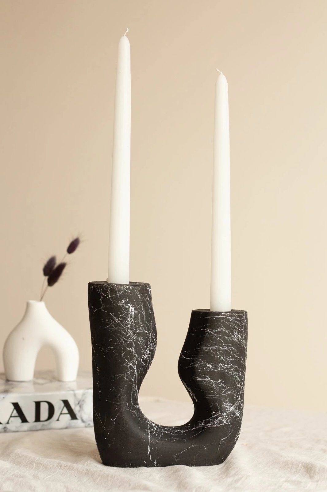 Set qirinjësh (3 copë), Evila Originals, asimetrik, ngjyrë mermeri të zi