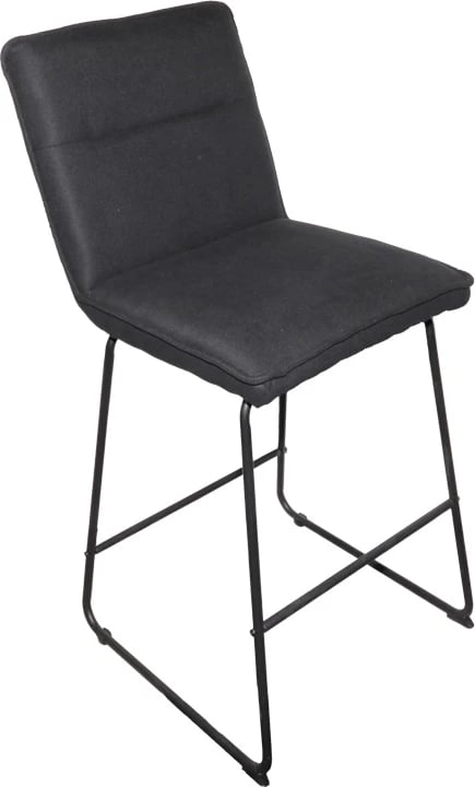 Karrige për bar Essential, set prej 4 copë, material tekstil i zi, këmbë metalike të zeza, 53x64.5x107cm
