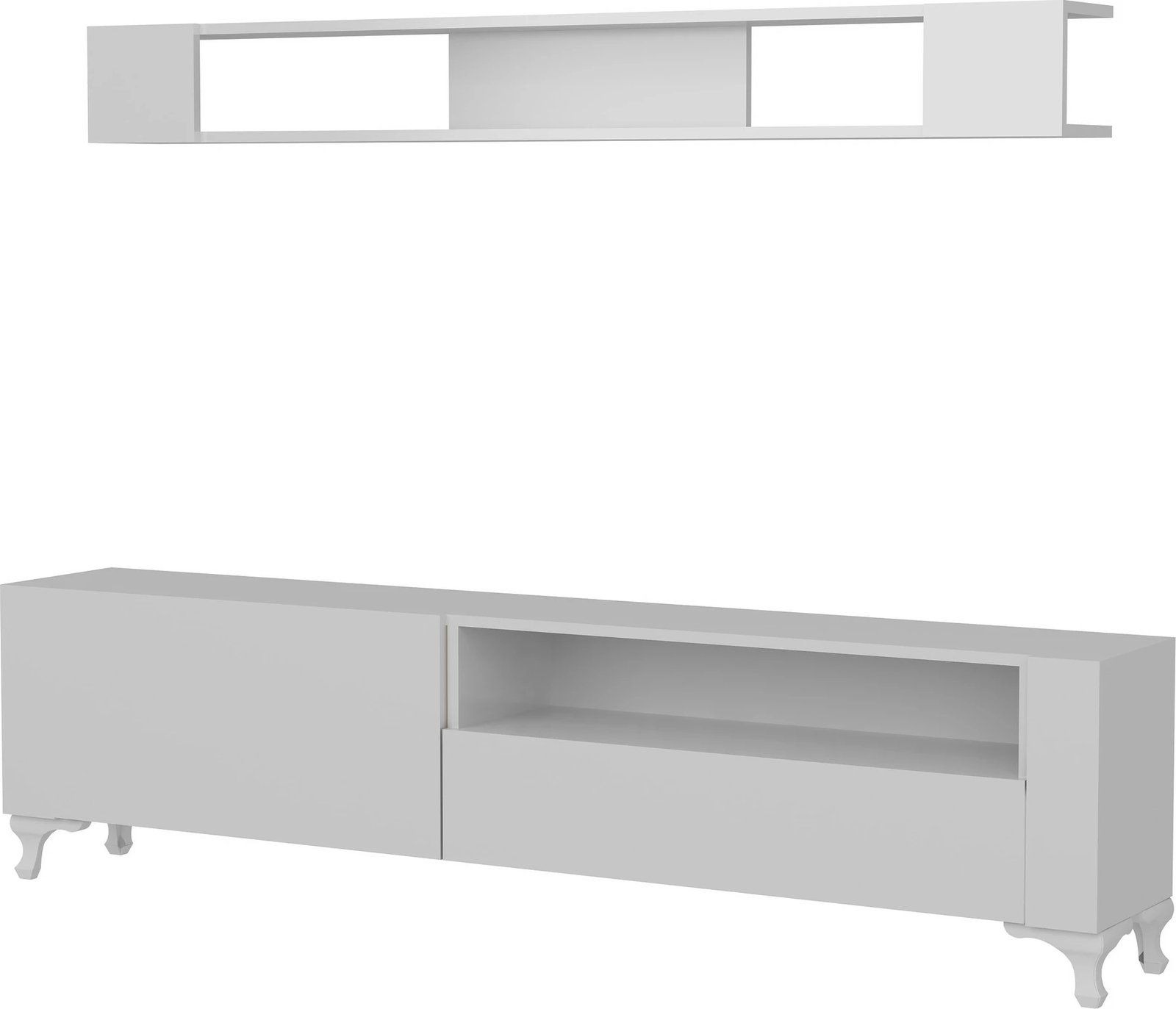 Komodë TV Hanah Home, e bardhë, me raft muri