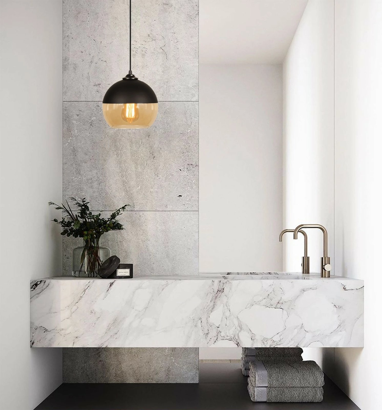 Llambë tavani industriale Opviq, Camini - MR - 869, ngjyrë e zezë dhe mjaltë