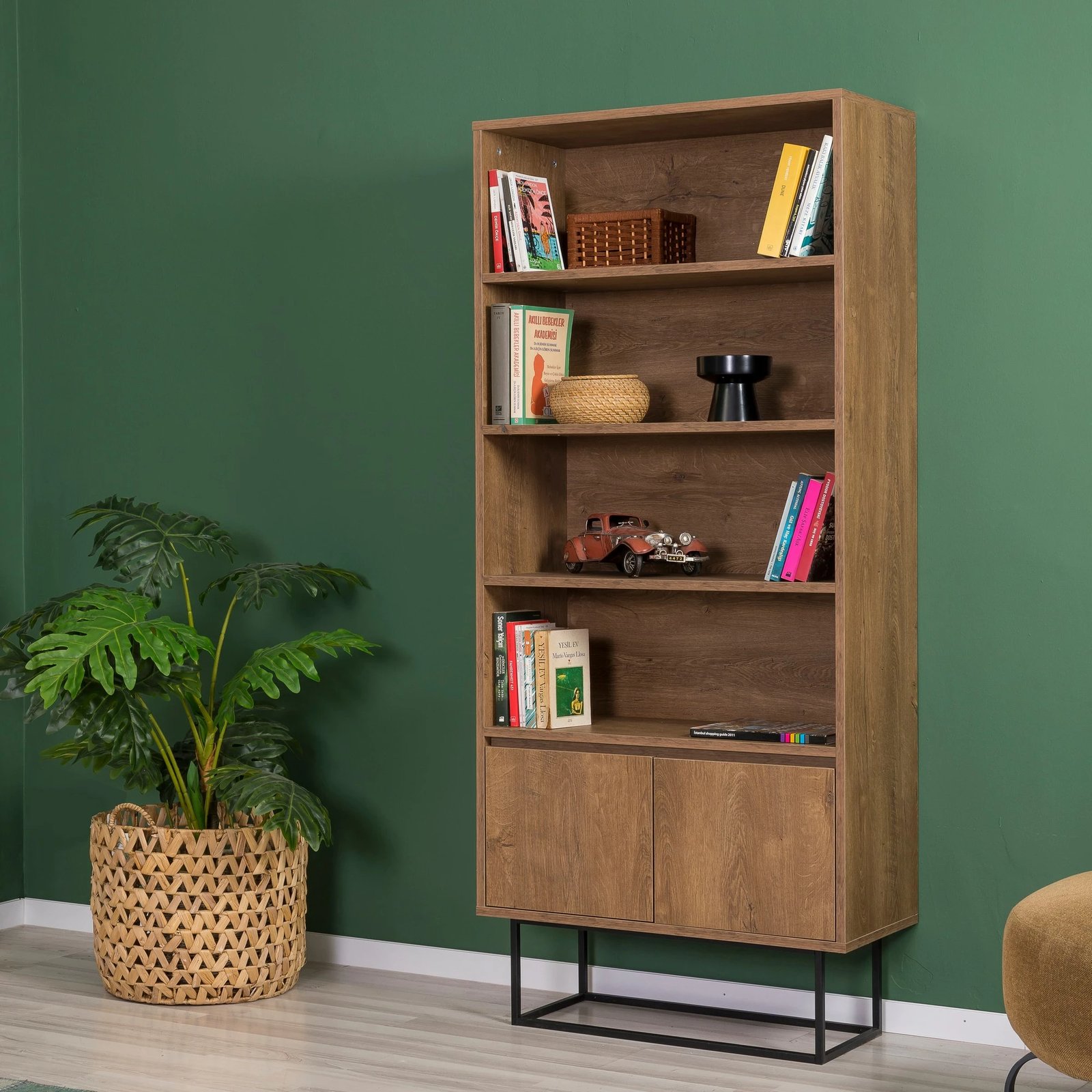 Set mobiljesh për dhomë dite, ngjyrë arrë dhe e zezë, Skye Decor, Laxus Takım 11