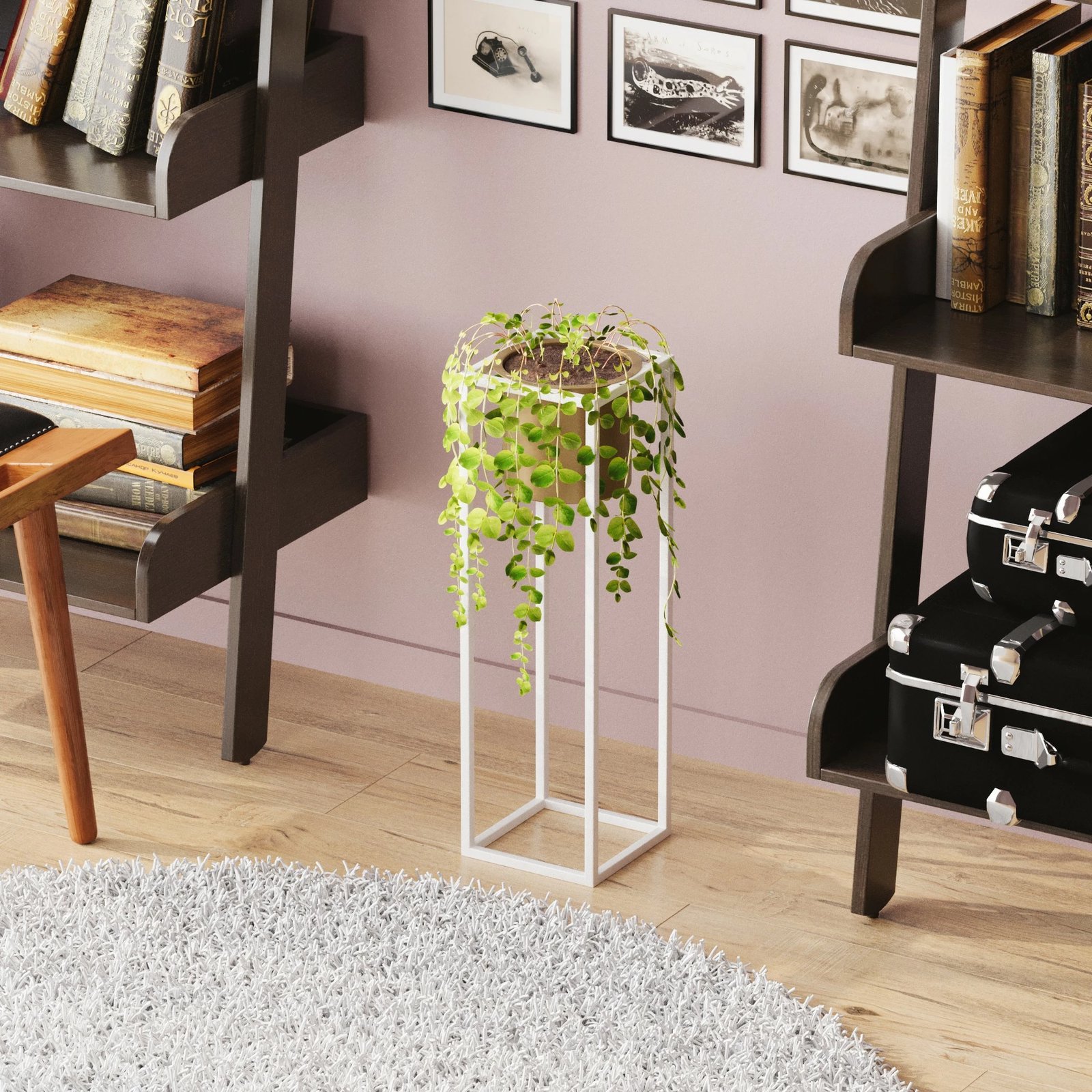 Vazo dekorative Aberto Design, GED-023-C, e bardhë dhe e artë, metal, 15x50x15cm