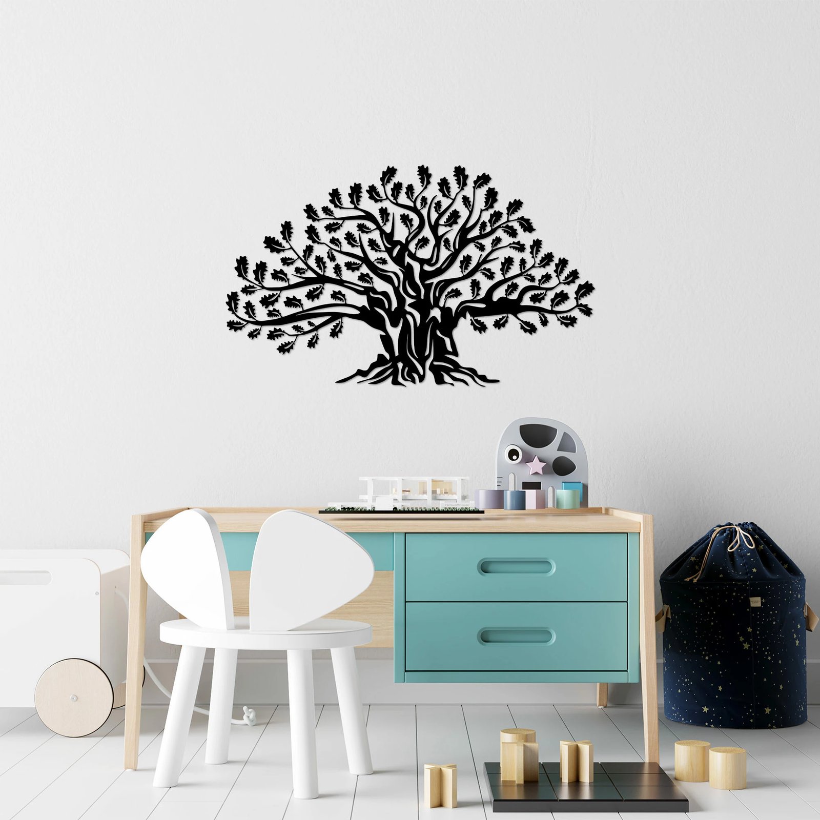 Aksesor dekorativ muri prej metali, Monumental Tree 17, ngjyrë e zezë, 42x70cm