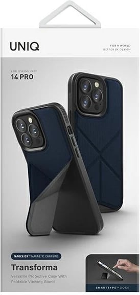 Mbështjellës UNIQ Transforma Magclick Charging për iPhone 14 Pro, silikon, blu