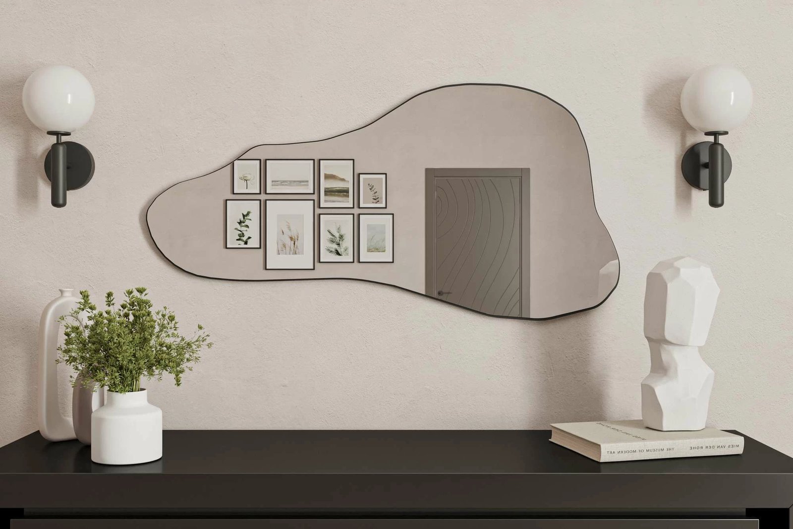 Pasqyrë dekorative Seilla, ngjyrë e zezë, Skye Decor