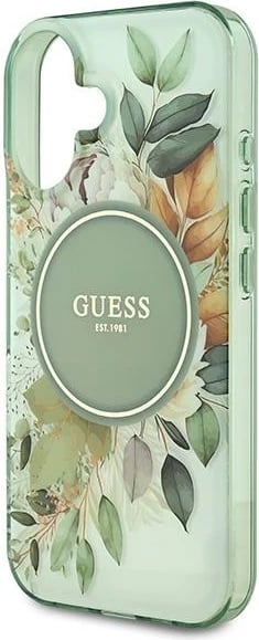 Mbështjellës Guess IML Flower & Tonal Circle MagSafe për iPhone 16 Plus, Gjelbër Mbështjellës Guess IML Flower & Tonal Circle MagSafe për iPhone 16 Plus, Gjelbër