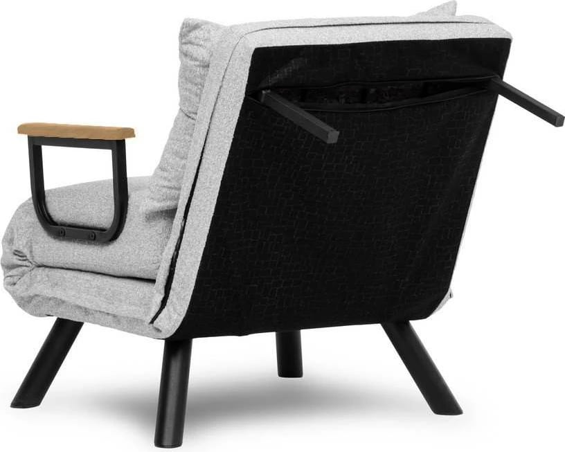 Krevat-karrige një vendës, Atelier del Sofa, Sando Single, material teddy, ngjyrë gri