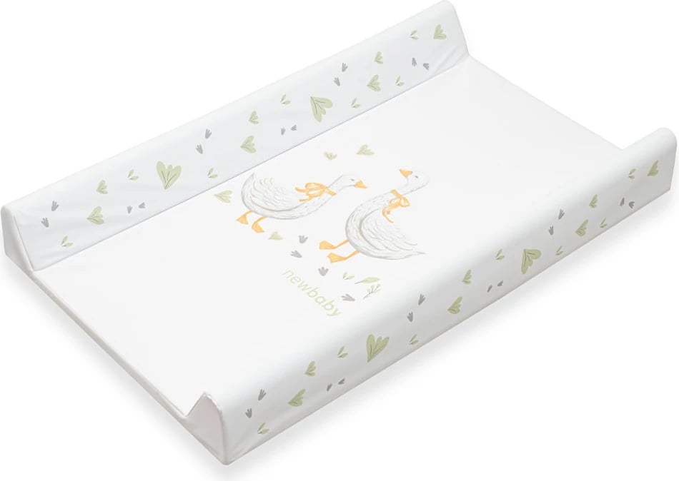 Jastëk ndërrimi bebe, NEW BABY, Geese, 80x50 cm, i papërshkueshëm nga uji, anë të ngritura, i bardhë