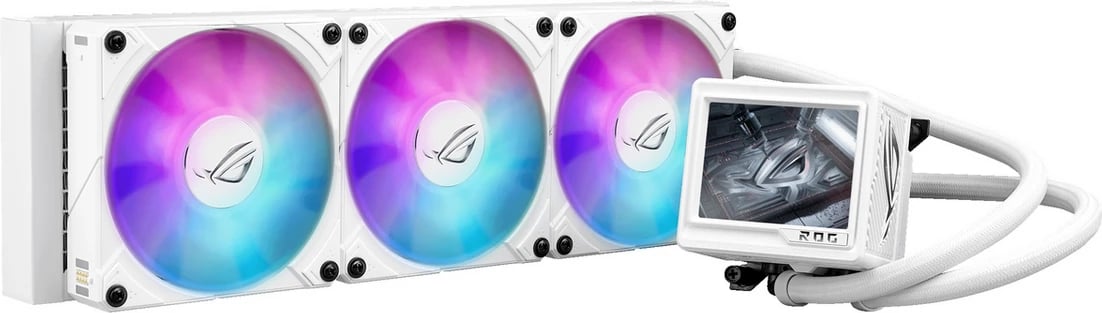 ftohje me ujë AIO, Asus, ROG Ryujin III 360 ARGB Extreme 90RC0132-M0EAY0, radiator 360mm, ARGB, ekran në bllok, madhësi XL, e bardhë