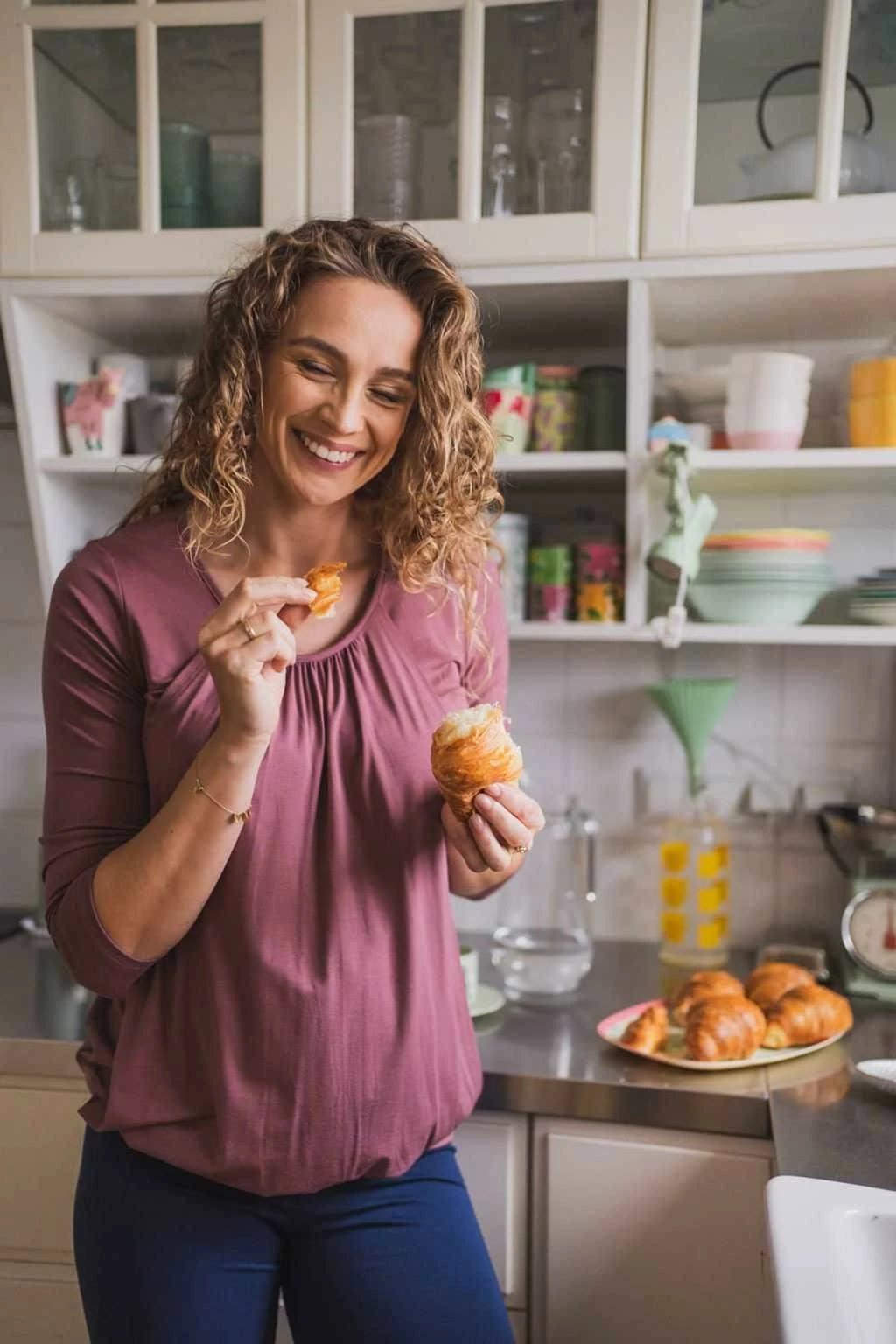 bluzë shtatzënie dhe gjidhënie, milk & love, Kangaroo, viskozë elastike Oeko‑Tex, mëngë 7/8, madhësia XL, rozë-kafe
